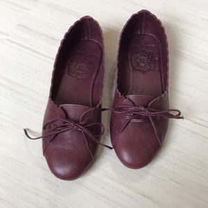 Elf maroon leather flat size 7